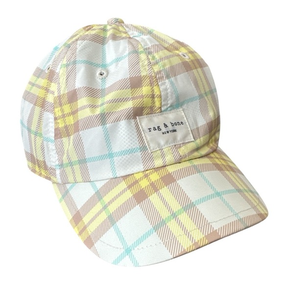 Rag & Bone Addison Plaid Baseball Cap in Yellow and Blue - Picture 1 of 4